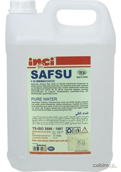 Distile Saf Su 10 Litre Ütü-Akü-Antifriz Tamamlama Suyu