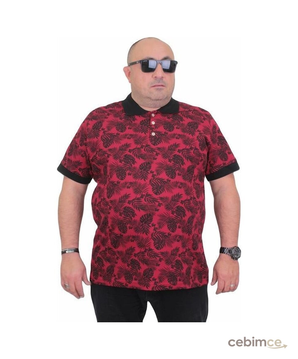 Starbattal Erkek Büyük Beden Polo Yaka Tişört Hawai 24455 Bordo-Bordo