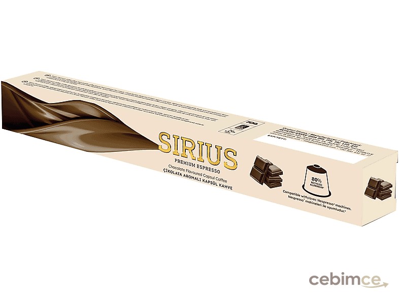 SIRIUS Premium Çikolata Aromalı Kapsül Kahve (Nespresso Uyumlu) 10 Adet