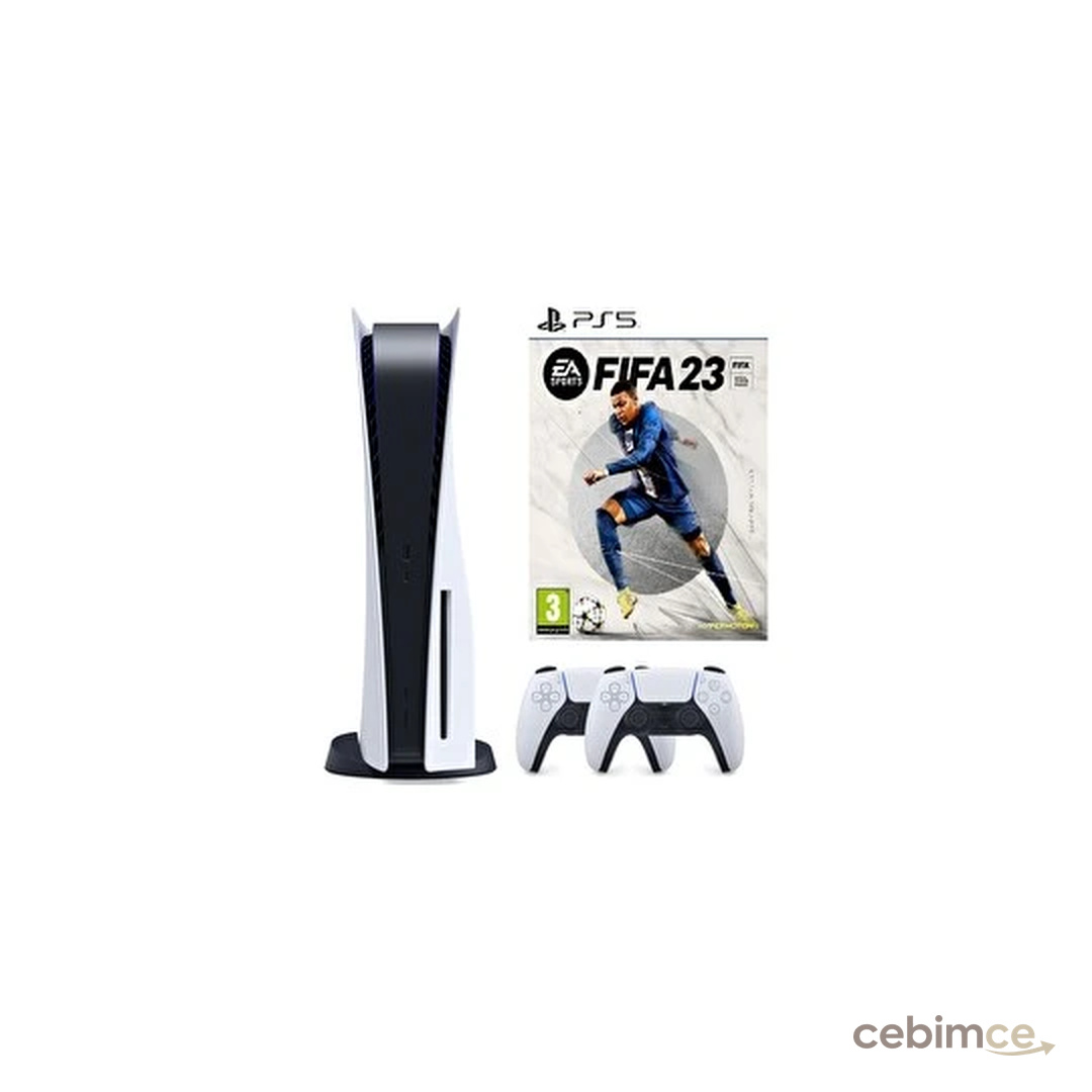 Sony Playstation 5 Diskli 825 GB Oyun Konsolu + 2. Dualsense Kol + Fifa 23 PS5 Oyun (İthalatçı Garantili)