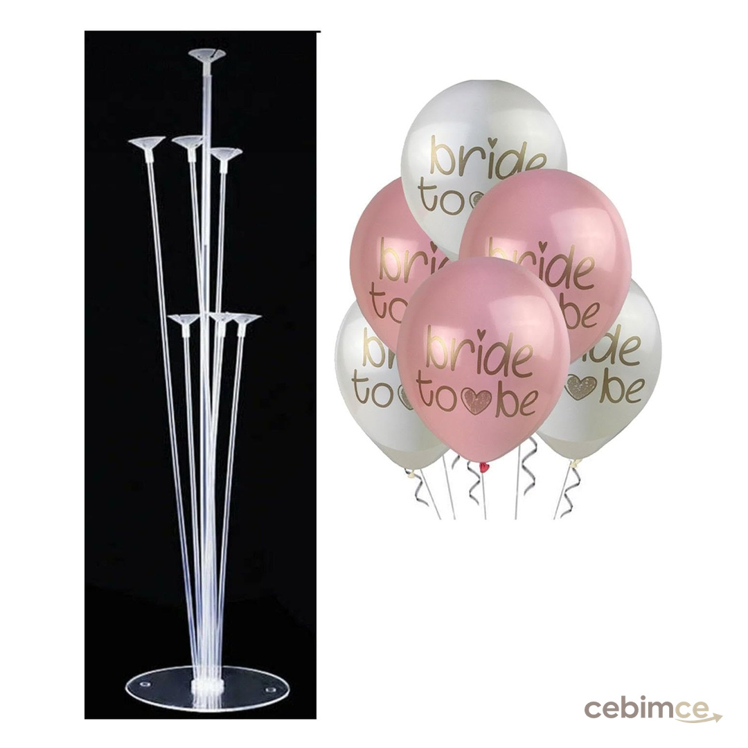 10 Adet 12 İnç Balon ve Balon Standı (Bride To Be)