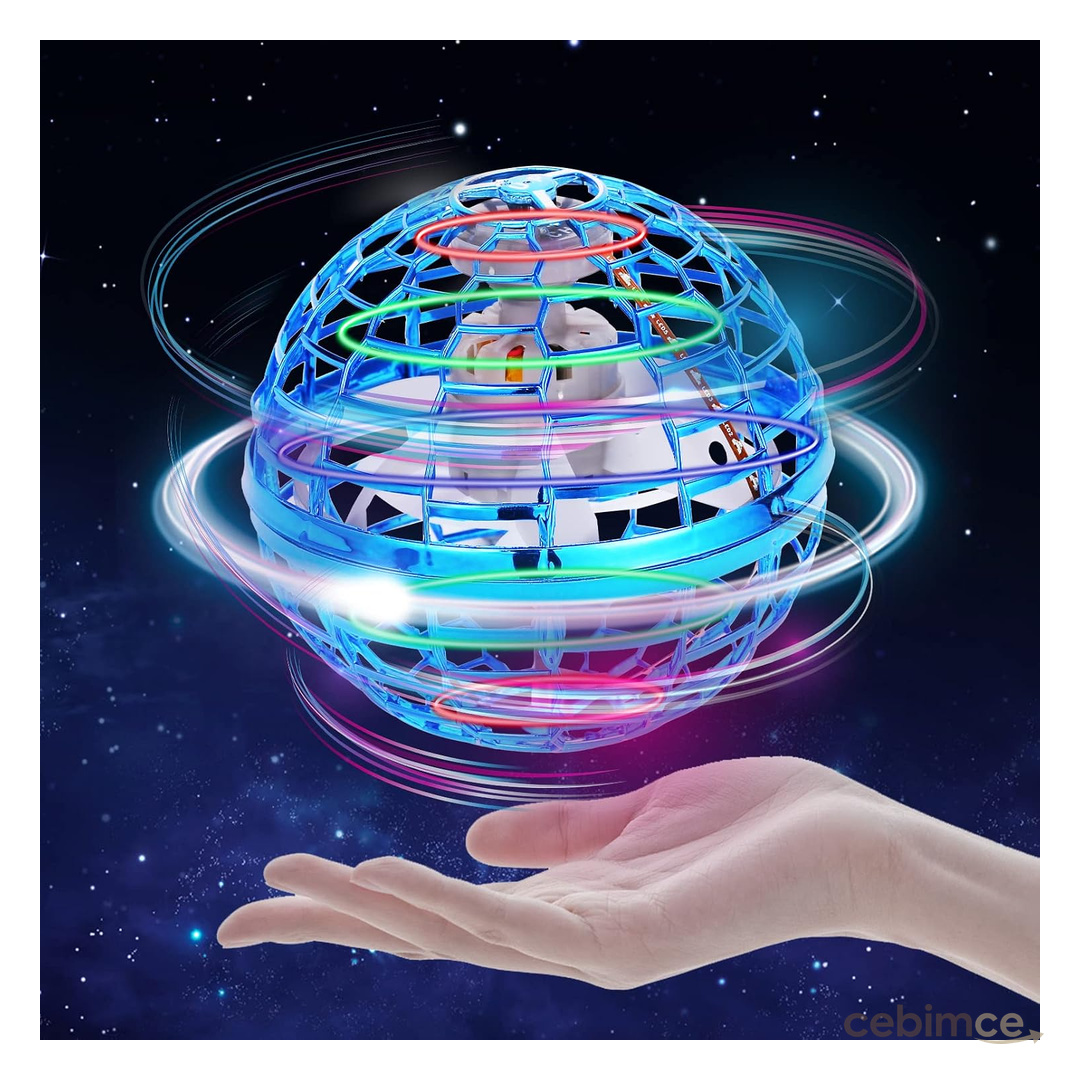 Dollcora Uçan Küre Topu, Mini El Kumandalı Drones UFO Oyuncak, Uçan Fidget Küre Bumerang Spinner 360° Dönebilen LED Işıklı, Çocuklar ve Yetişkinler için Hediye