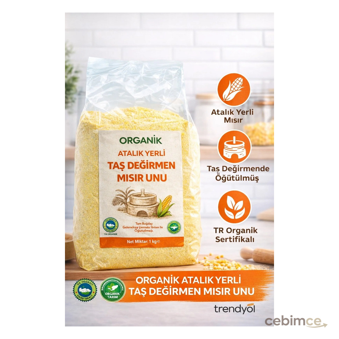 White Organic Organik Mısır Unu 1 Kg Atalık Yerli Taş Değirmen