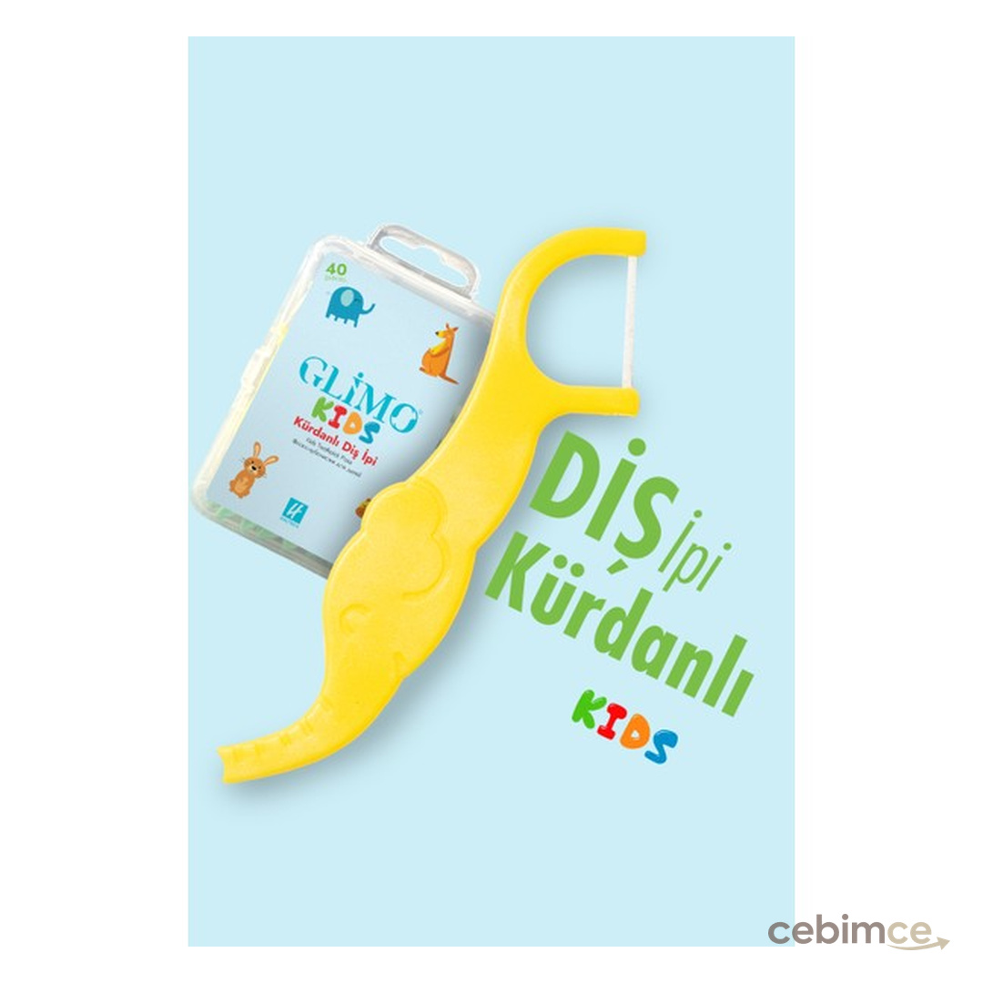 Glimo Kids Kürdanlı Diş Ipi | Çocuklara Özel Diş Eti Dostu, Kolay Kullanım | Plak Temizleyici