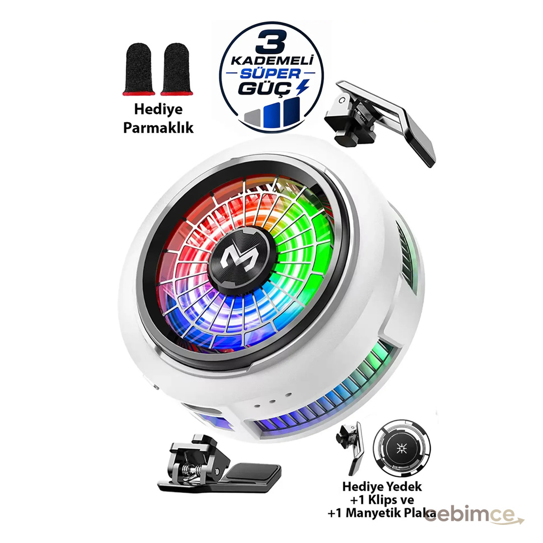 Memo CX20 iOS Android Soğutucu 20W Manyetik RGB Telefon Soğutucu –Anında Hızlı Soğutma,Sessiz Fan Soğutma