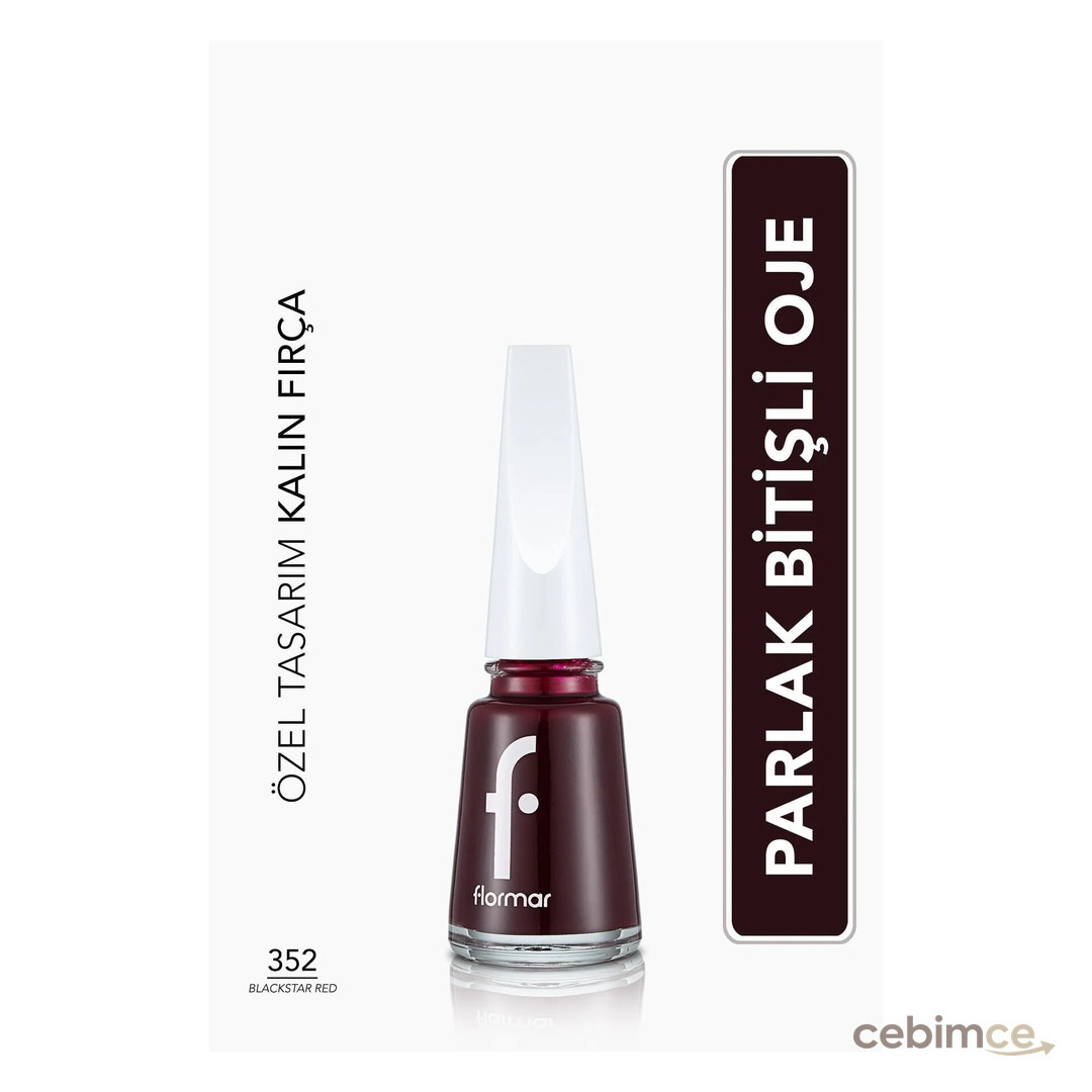 Flormar Klasik Parlak Bitişli Yüksek Pigmentli Oje -nail Enamel- 352 Blackstar Red New- 8682536035934