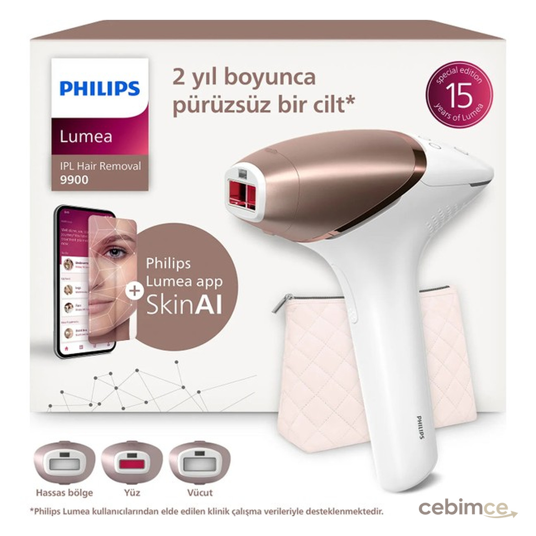 Philips Lumea 9900 Serisi BRI953/01 IPL Tüy Alma, SkinAI Uygulama,Vücut,Yüz ve Bikini,3 Başlık,Çanta