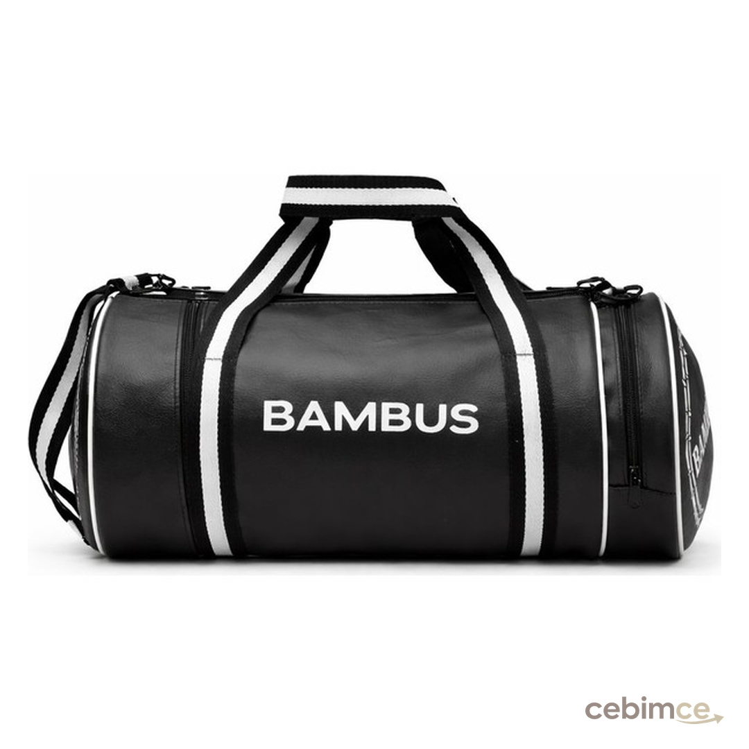 Bambus Home Silindir Spor ve Seyahat Çantası Suni Deri Omuz Çantası Unisex Su Geçirmez