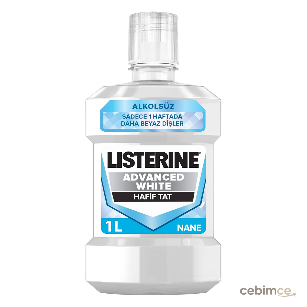 Listerine, Advanced White Ağız Bakım Ürünü, Zorlu Lekeleri Giderir, Hafif Tat, Sıfır Alkol, Name Aromalı, 1000ml