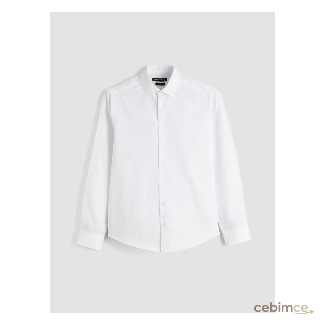 LCW BUSINESS Slim Fit Armürlü Erkek Basic Gömlek
