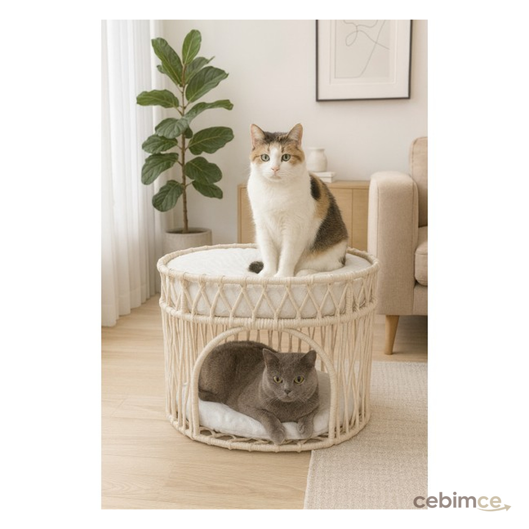 Çift Katlı Kedi Yatağı – Konforlu, Modern ve Şık Tasarım