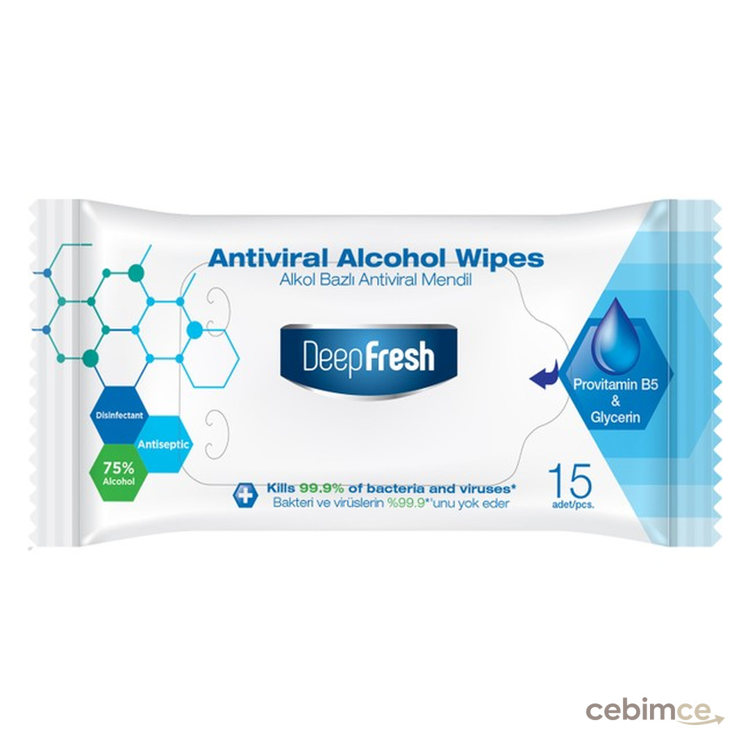 Deep Fresh Alkollü Antiviral Islak Cep Mendili 15 Yaprak