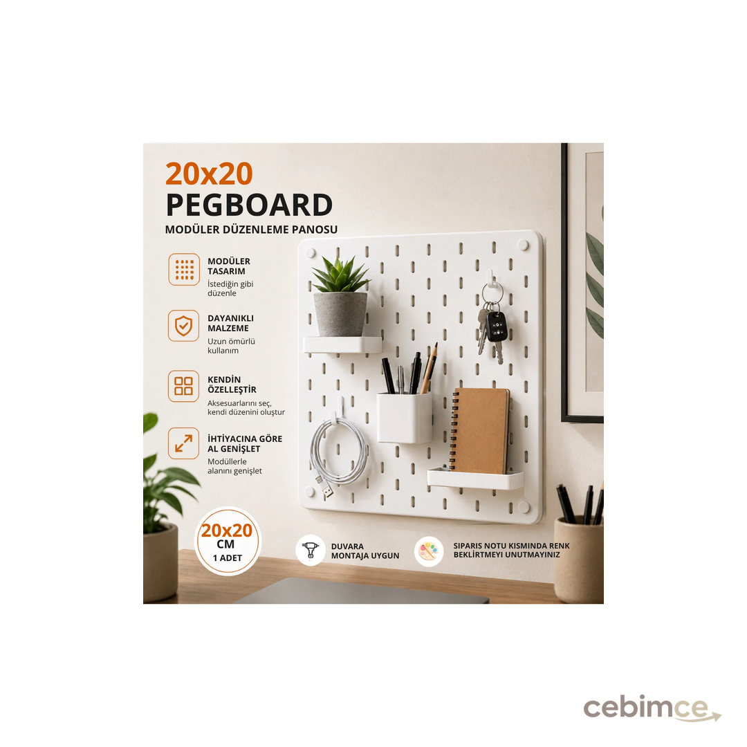 Basart 3D Yazıcı Üretimi Modüler Duvar Organizer Paneli – Pegboard Düzenleyici