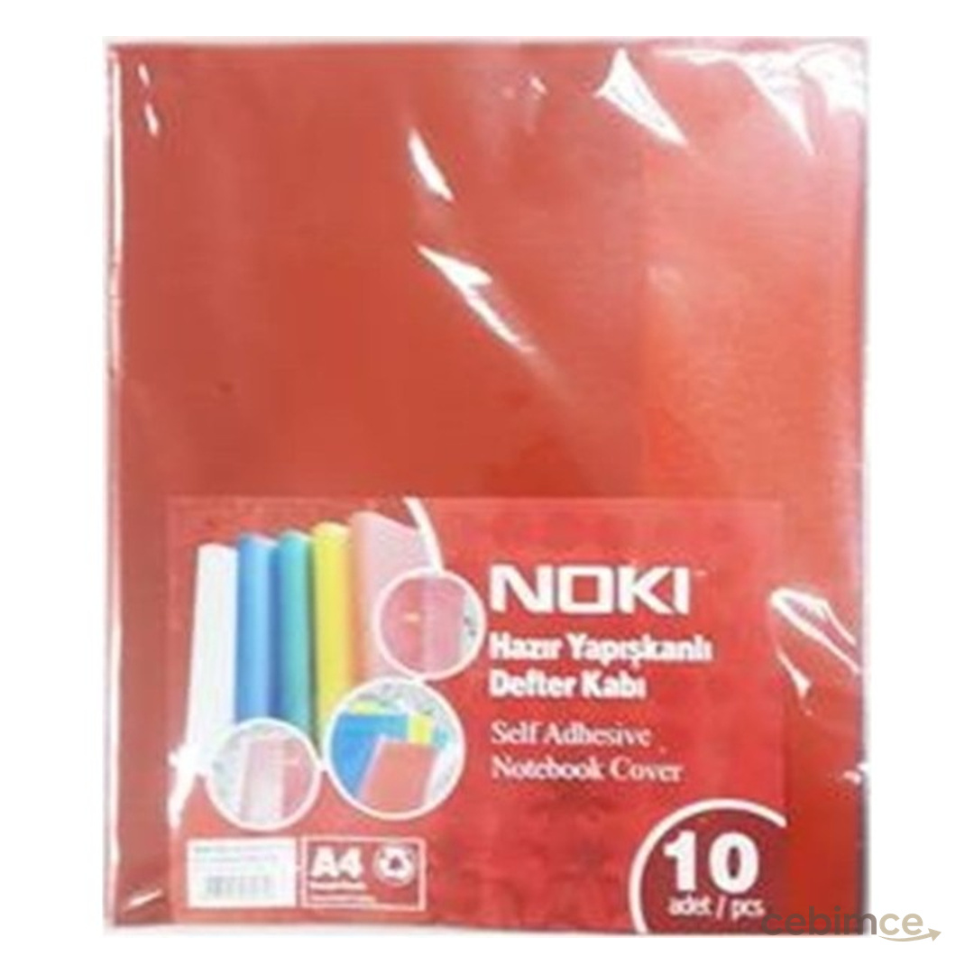 Noki Hazır Kaplık Kitap Kabı Yapışkanlı 10 Lu Buzlu Kırmızı 60174-10 (1 Paket 10 Adet)
