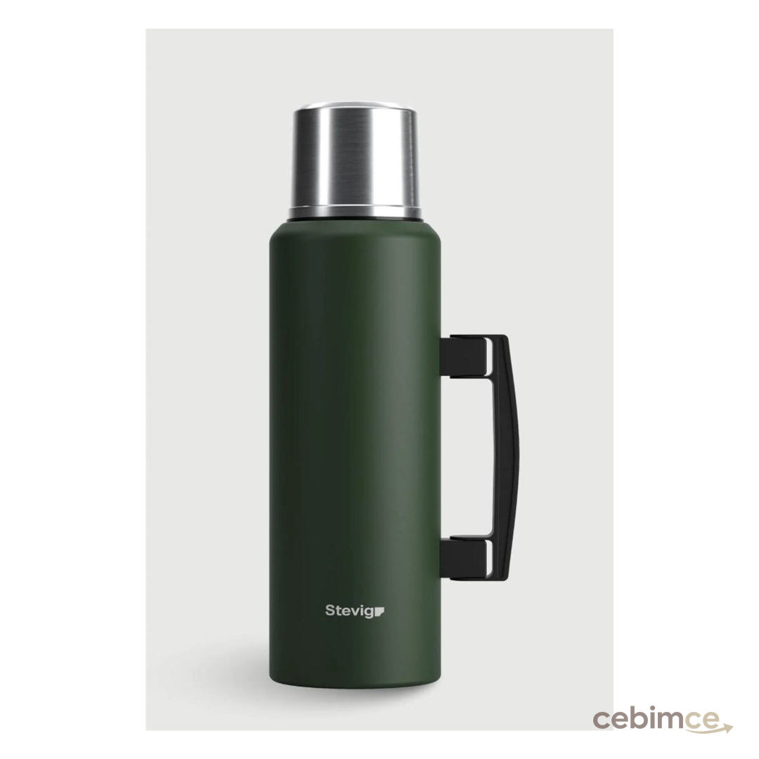 Stevig 4 Camp Klasik Vakumlu Kulplu Çelik Termos 1.5 LT. Green ST-206