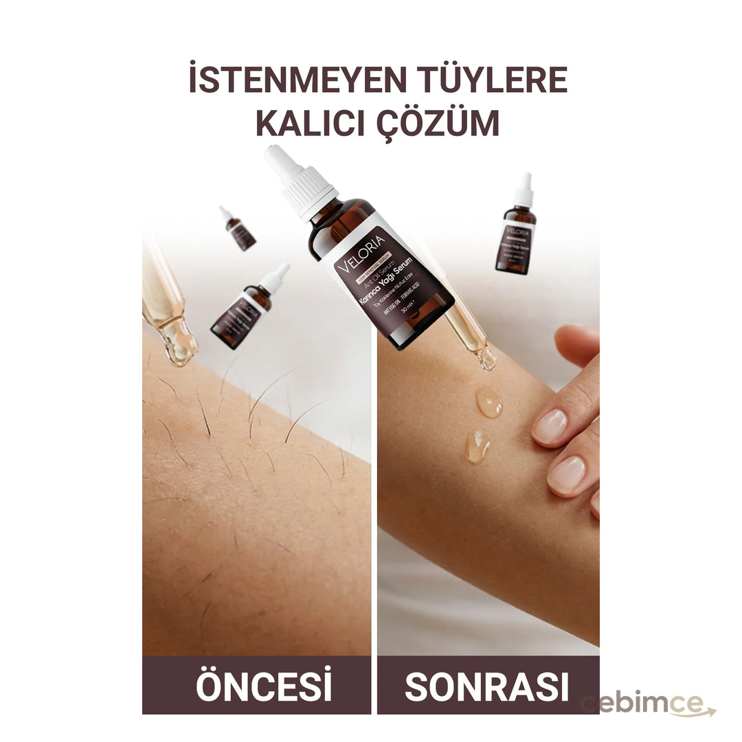 Veloria Cosmetics Karınca Yumurtası Yağlı Tüy Azaltıcı Tüy Dökme, Mucizevi Serum 30ml