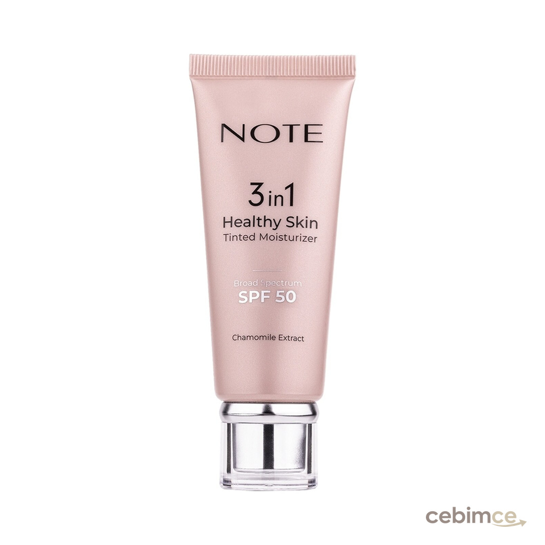 Note Cosmetics Cosmetics 3 in 1 Healthy Skin Tinted Moisturizer SPF50 Renk Ton Eşitleyici Aydınlatıcı Krem 30 ML