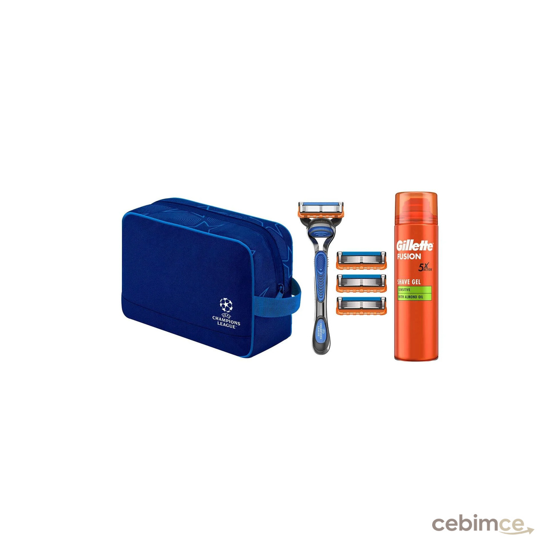 Gillette UEFA Champions League Special Edition Fusion5 Erkek Tıraş Makinesi+ 4 Yedek Bıçak+ Tıraş Jeli 200ml