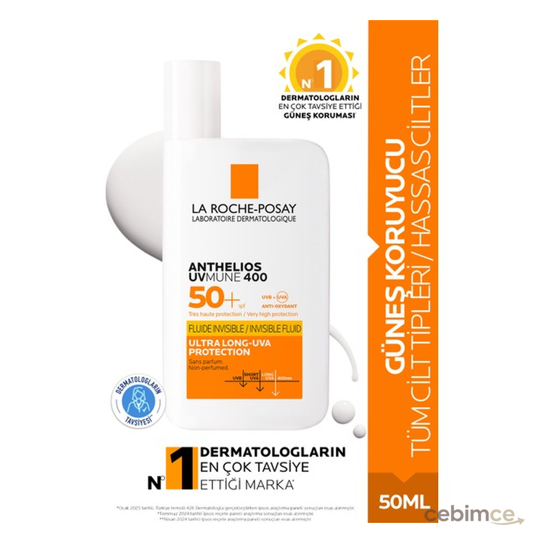 Anthelios Uvmune 400 Spf 50+ Güneş Kremi 50 ml - Tüm Cilt Tipleri İçin