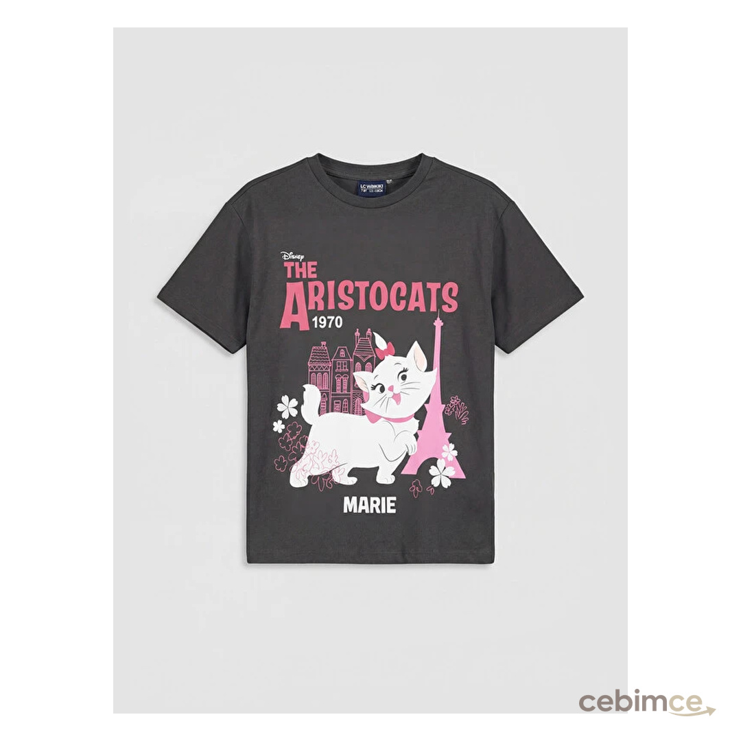 LCW Kids Aristocats Baskılı Kız Çocuk Tişört