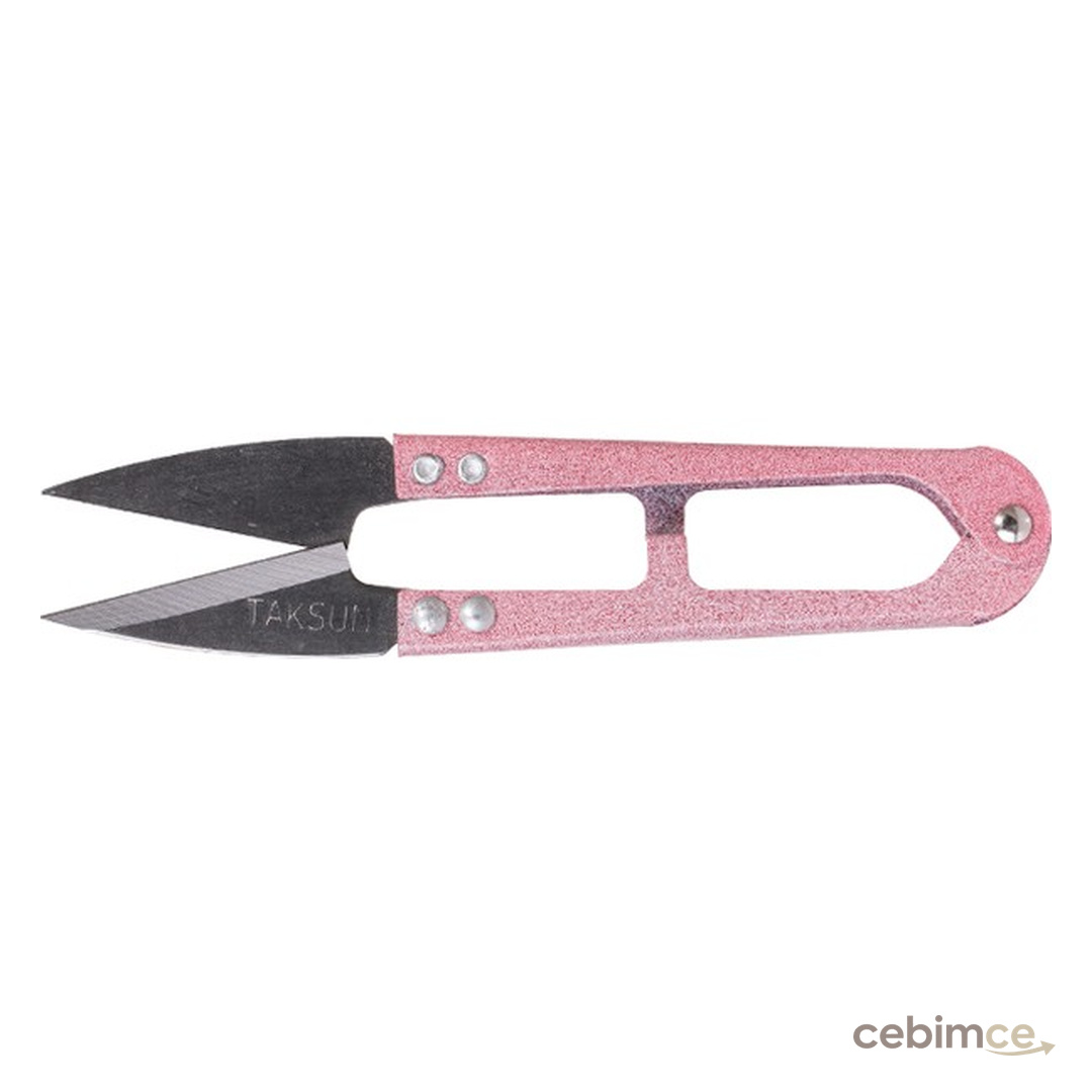 Taksun Metal İplik Temizleme Makası 11 cm Düz Uçlu Pembe Renkli 1 Adet