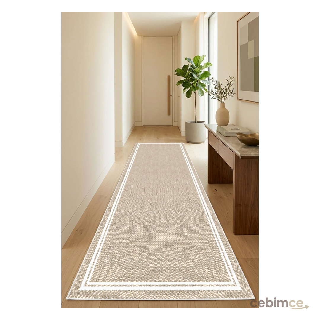 West Home Makinede Yıkanabilir Kaymaz Taban Leke Tutmaz Dijital Salon Mutfak Balkon Halısı ve Yolluk