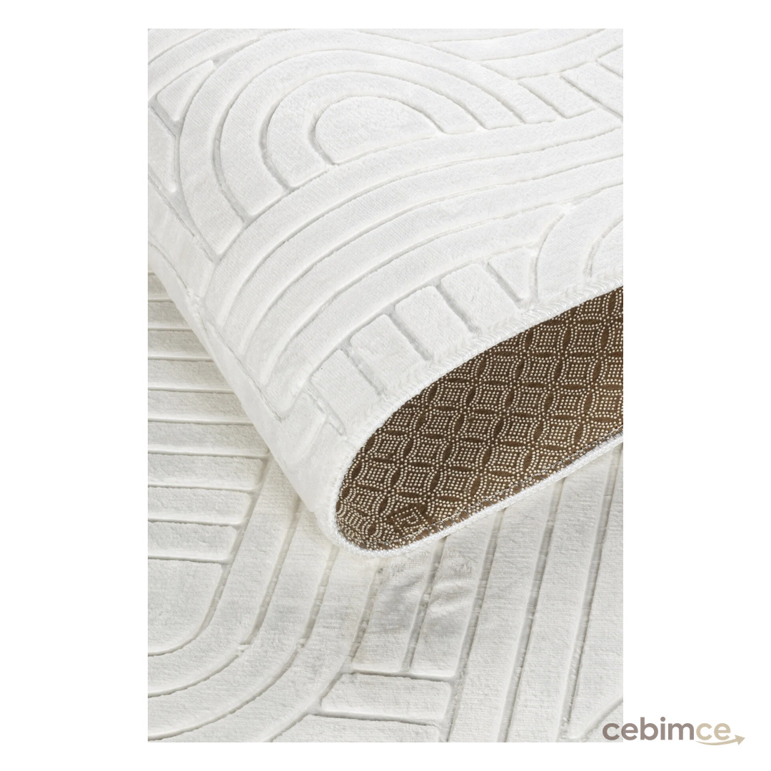 Adalıpanda Halı Modern Desenli, Bambu Dokulu, Kaymaz Tabanlı, Yıkanabilir 4 Mevsim Lüks Halı Yolluk