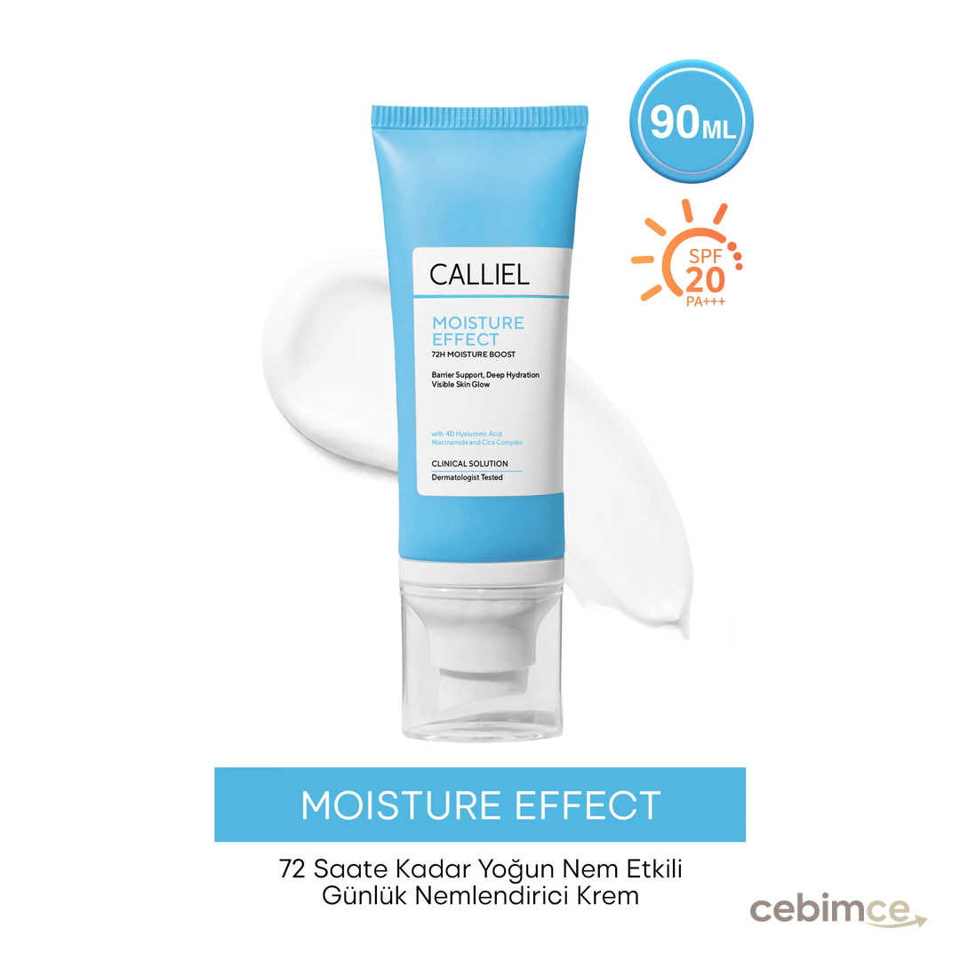 CALLİEL 72 Saat Yoğun Nemlendirme Etikili, 20 SPF, 4D Hyaluronic Acid ve Cica Complex, Bariyer Destekleyici Nemlendirici 90 ML
