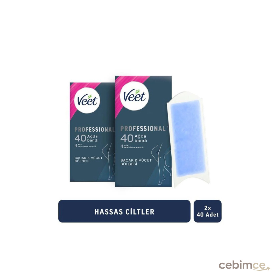 Veet Professional Ağda Bandı Hassas Ciltler Için Bacak&vücut Bölgesi Süper Fırsat 80 Adet (40X2)