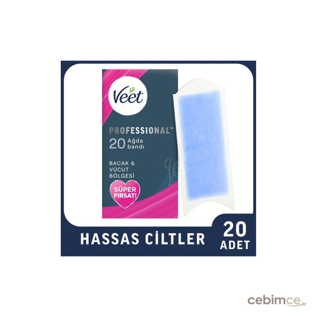 Veet Professional Sir Ağda Bandı Bacak & Vücut Bölgesi Hassas Ciltler 20'lı