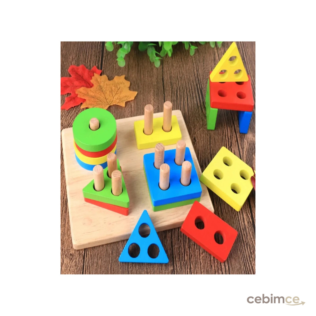 babysch Ahşap Geometrik şekşller 4lü