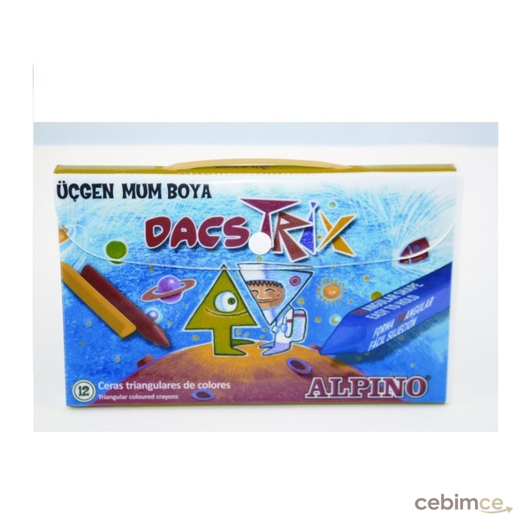 Alpino Alpıno Dacstrıx 12Li Üçgen Mum Boya Seti Çocuklar için Ergonomik Kullanım ve Canlı Renk Seçenekleri
