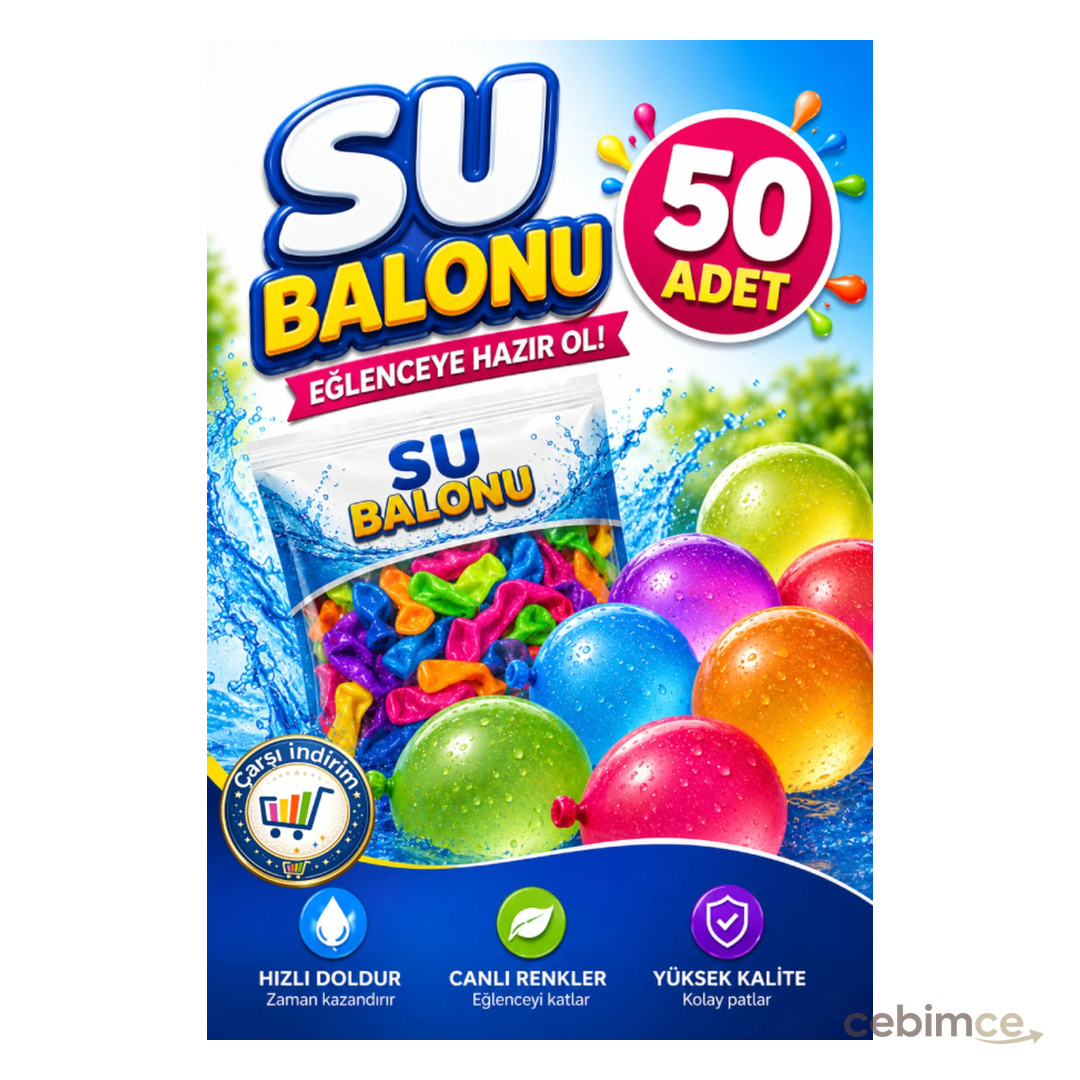 nistabolje 50 Adet Su Balonu Eğlenceli Su Savaşları Karışık Renkli Balon