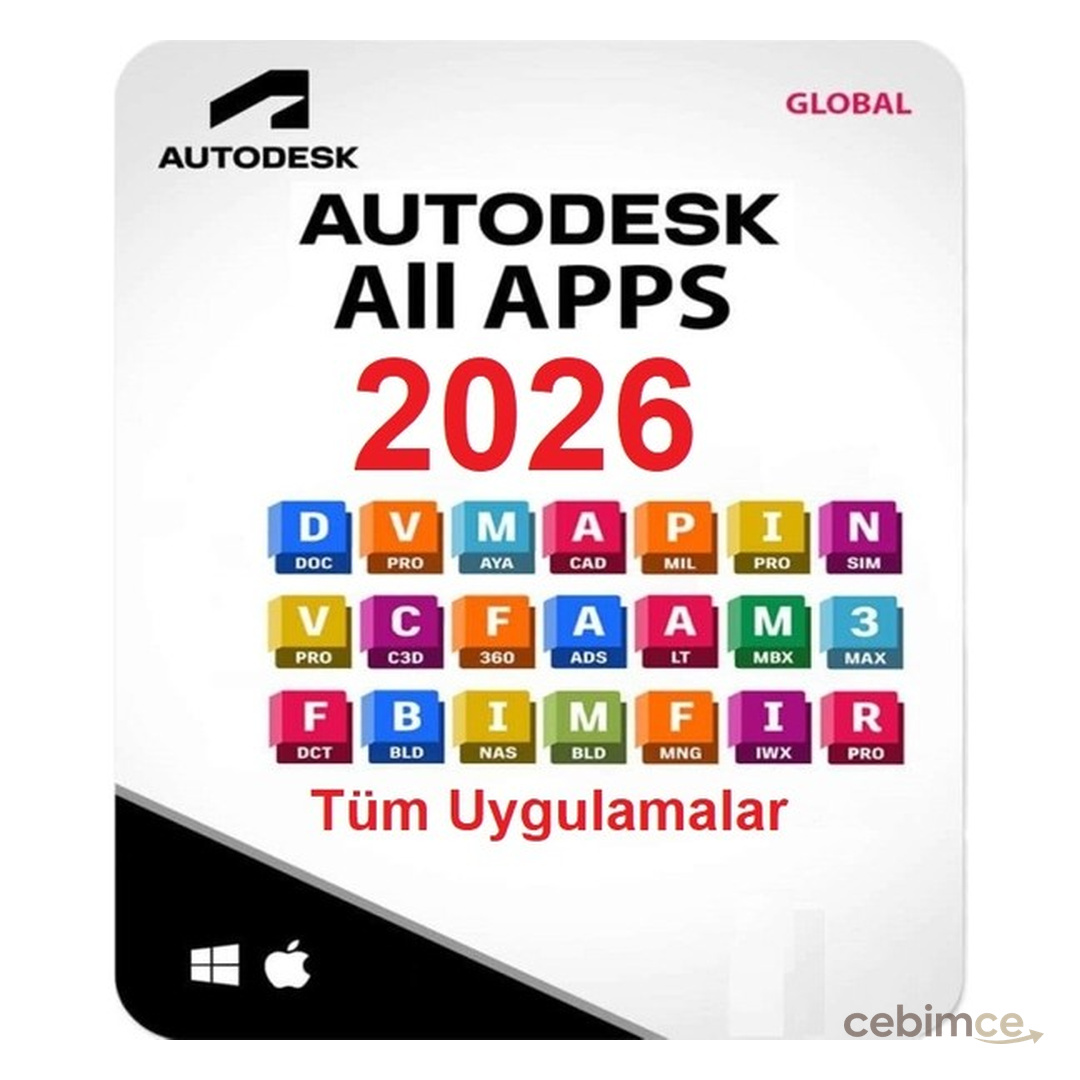 Autodesk Apps Collection 2026 (Tüm Uygulamalar) - 1 Cihaz 3 Yıl Windows/mac