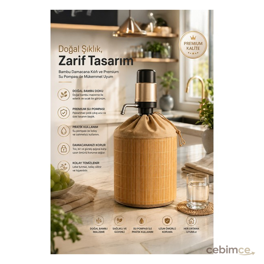 Porsima PBT-592 Bambu Damacana Kılıfı Kumaş Korumalı Ipli Hasır Kılıf 35*42CM 19LT