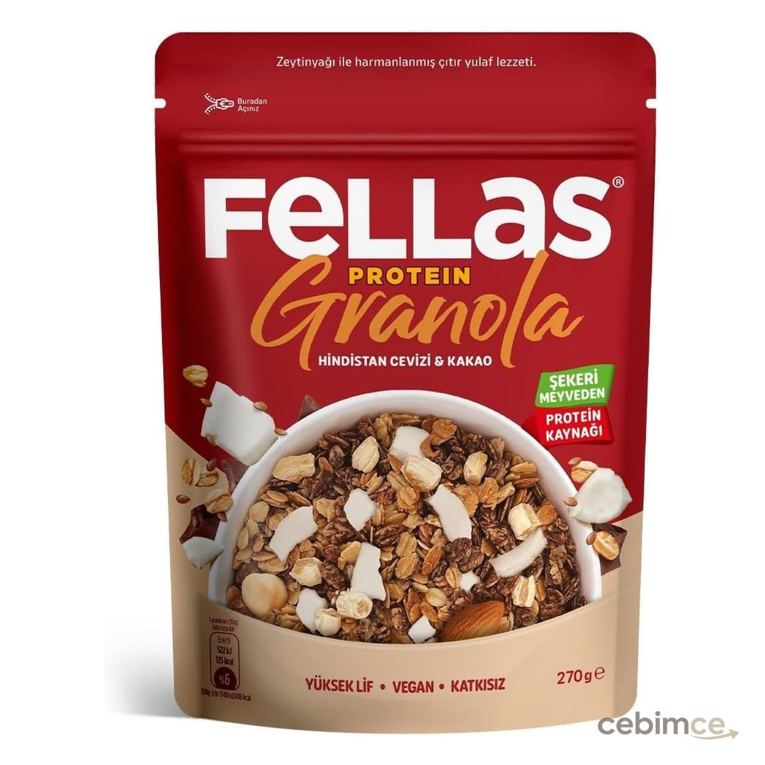 Fellas Protein Granola Hindistan Cevizi ve Kakao 270 gr