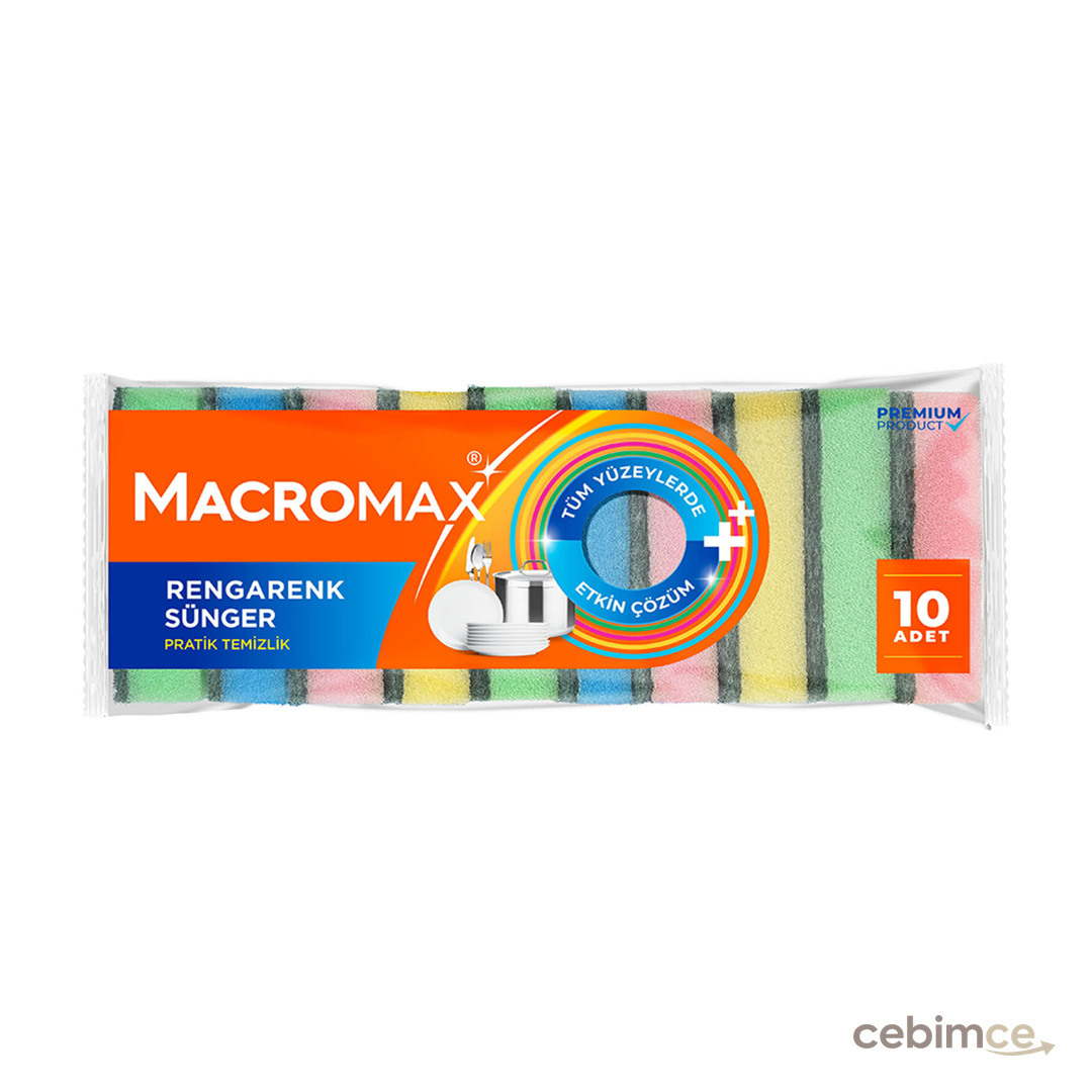Macromax Rengarenk Sünger 10'lu Paket