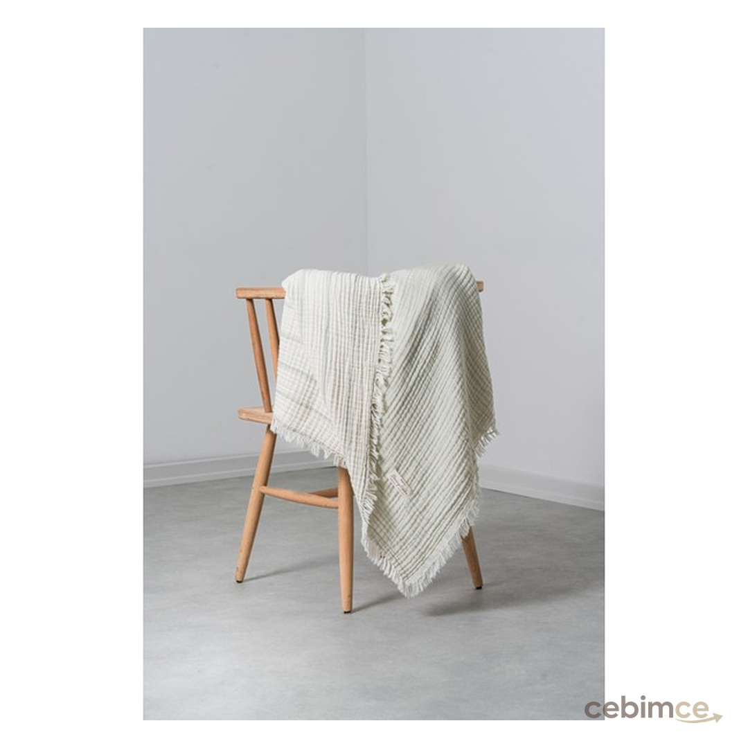 Rikka Home %100 Pamuk 4 Kat Muslin Battaniye 140X190 cm – Hafif, Nefes Alabilen, Çok Amaçlı Örtü/Pike