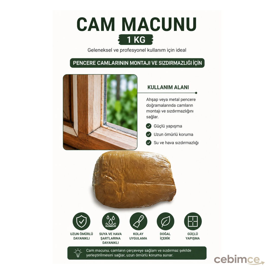 Türkiye Cam Macunu Bezir Yağı ve Üstübeç (İnce Öğütülmüş Tebeşir) 1 kg