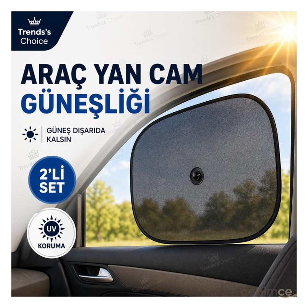 Trends's Choice Araç Oto Güneşlik Yan Cam Güneşlik Perde Vantuzlu Araç Yan Cam Güneşliği Uv Korumalı