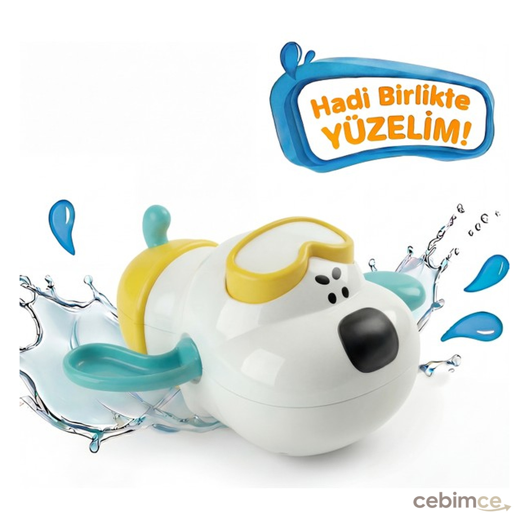 BBSKY  Sevimli Köpek Banyo Oyuncağı - Premium ABS Plastik ve BPA İçermez - Kurmalı Mekanizmalı Su Üstünde Yüzen Eğitici Bebek Oyuncağı - El-Göz Koordinasyonu Geliştiren Eğlenceli Banyo Arkadaşı