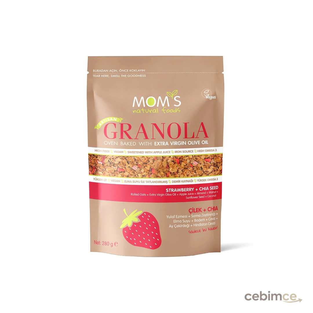Mom's Natural Foods Çilek & Chia Granola 280 G