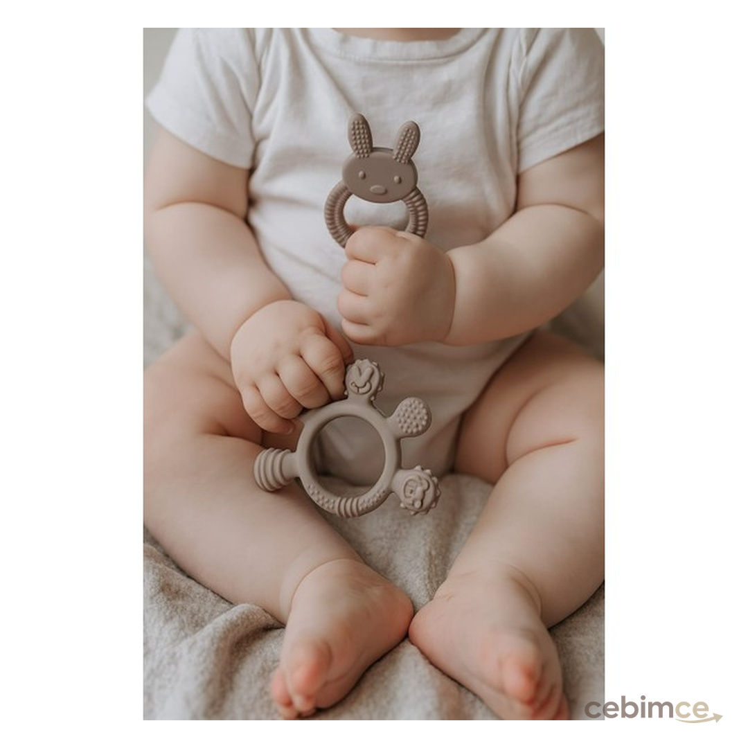 For Kids Silikon Bebek Diş Kaşıyıcı 2li Bej Ergonomik Tasarım ile Diş Sağlığına Uygun