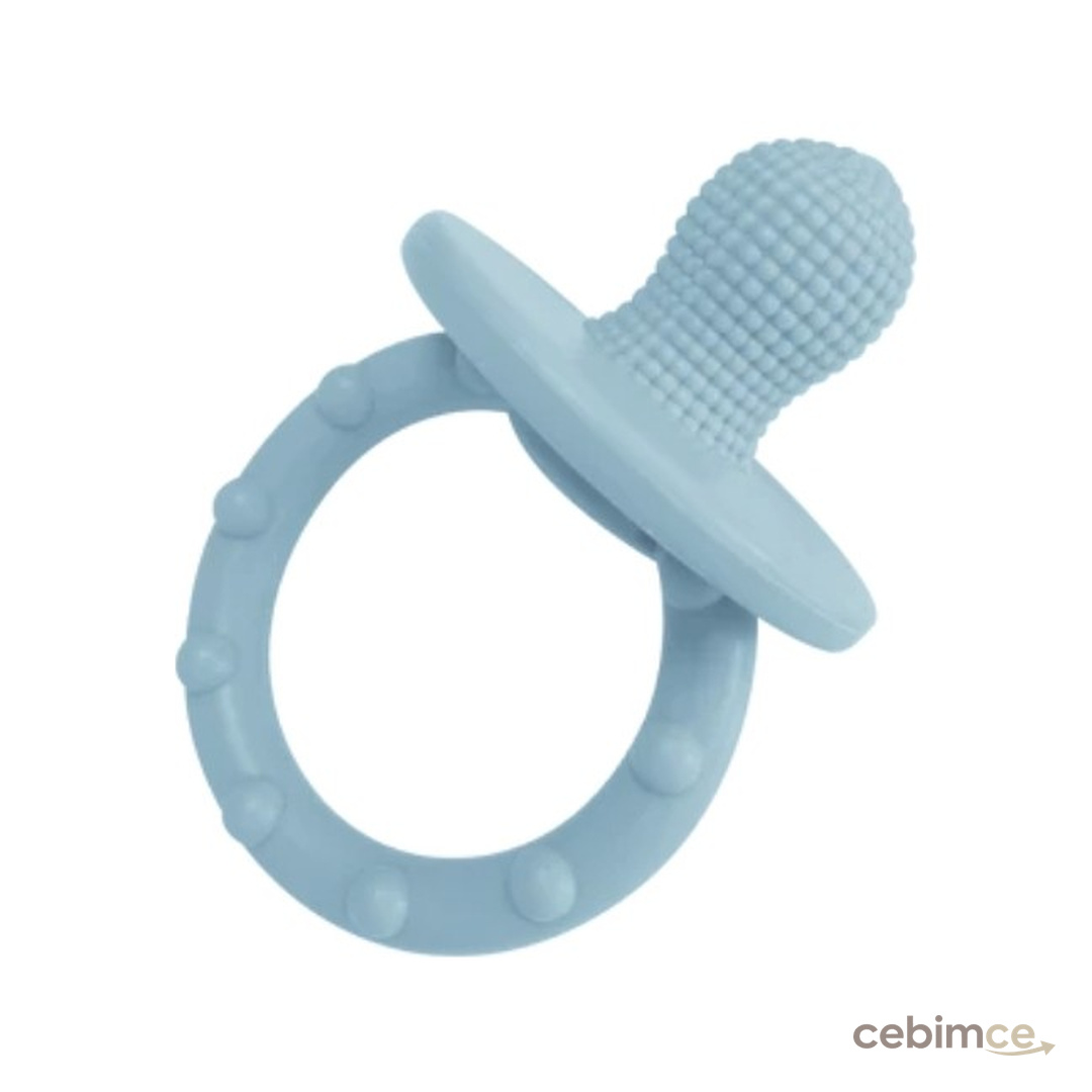 OiOi Silikon Diş Kaşıyıcı - Mineral Mavi, Yumuşak Dokulu ve Ergonomik, Bebek Gelişimini Destekler, 3 Aydan İtibaren