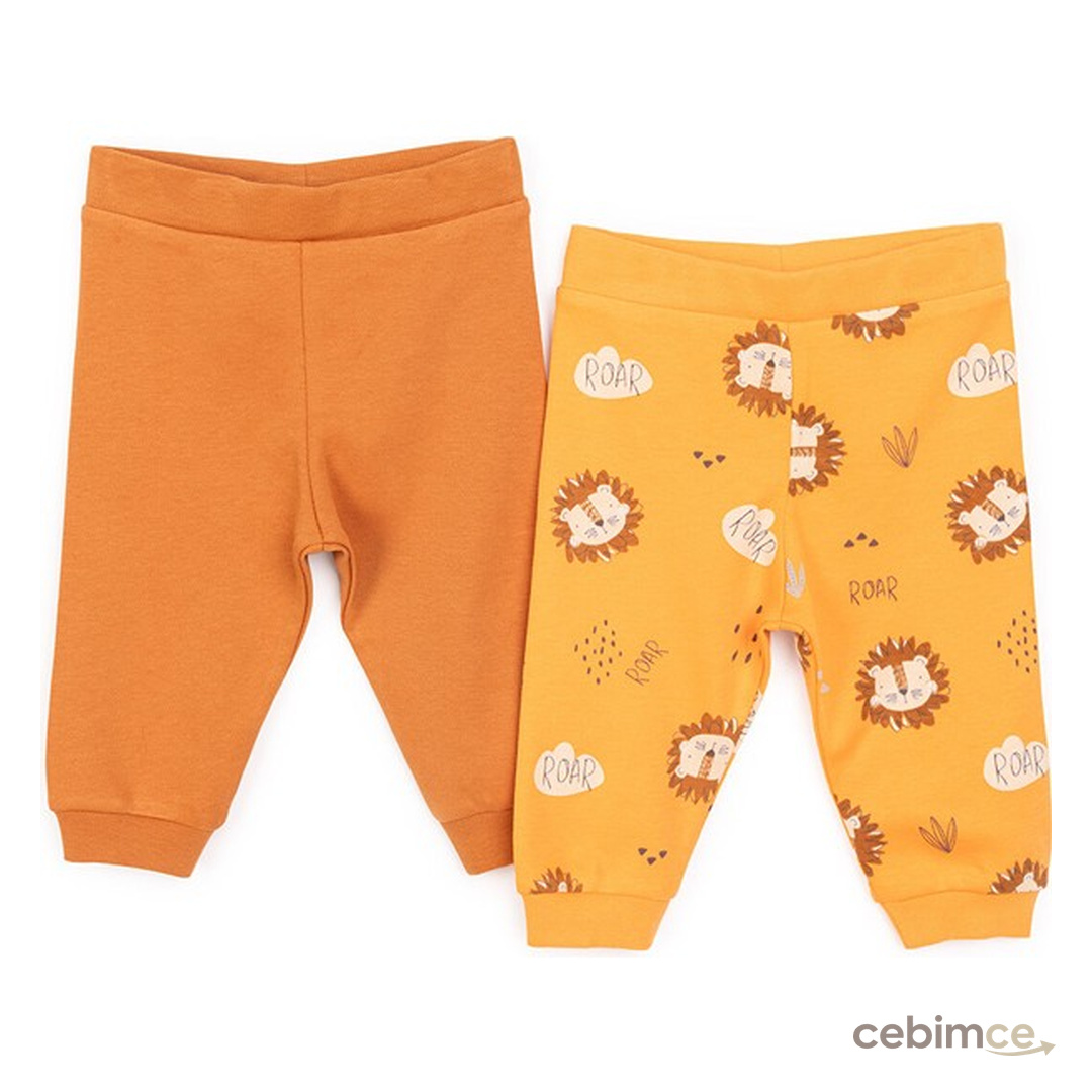 Hellobaby Basic Erkek Aslan Baskılı 2li Patiksiz Alt Erkek Bebek