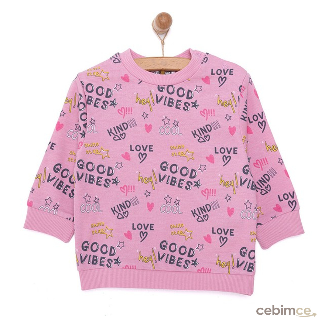 HelloBaby Basic Az Şardonlu Aslan Desenli Sweatshirt Kız Bebek