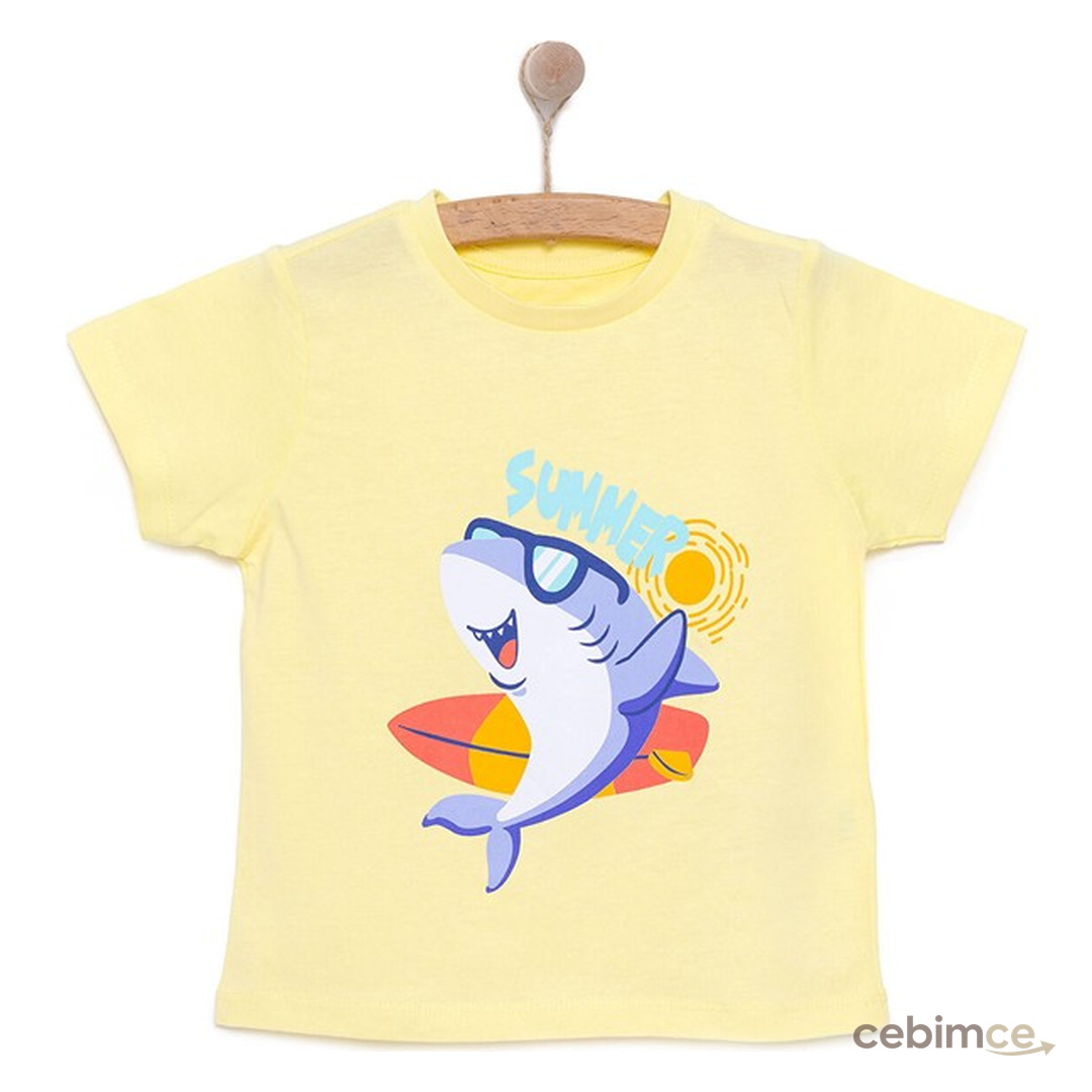 HelloBaby Basic Erkek Yaz Köpek Balığı Baskılı T-Shirt Erkek Bebek