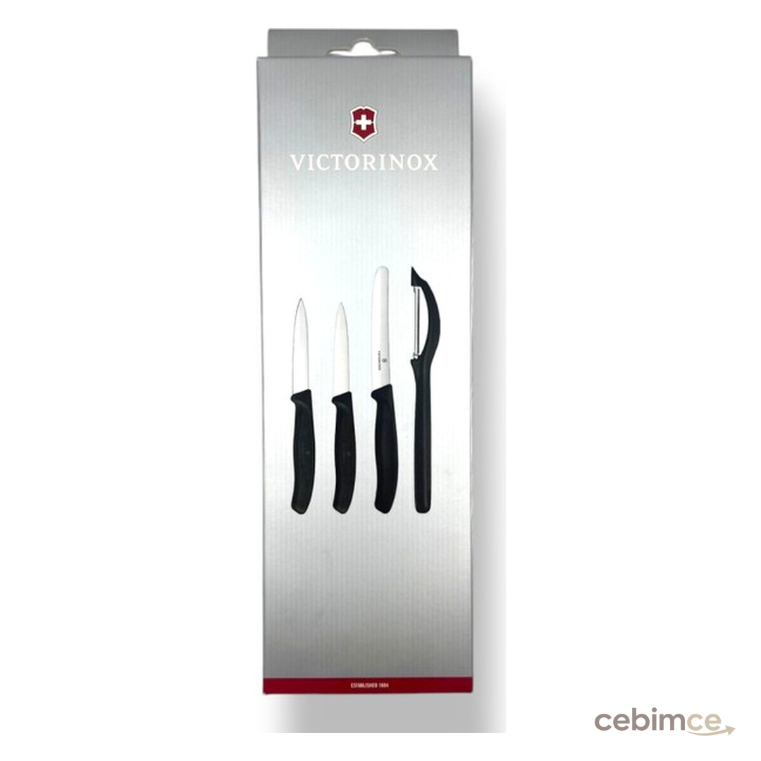 Victorinox Siyah Soyacak Seti 4 Parça Paslanmaz Çelik Malzeme ile Ergonomik Tasarım