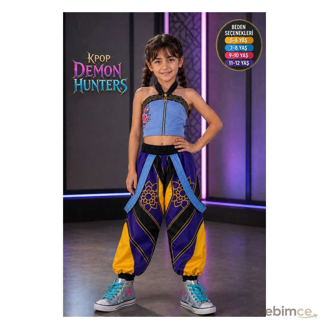 TOYFEST KPop Demon Hunters Zoey İblis Avcıları 2 Parçalı Parti Kostümü