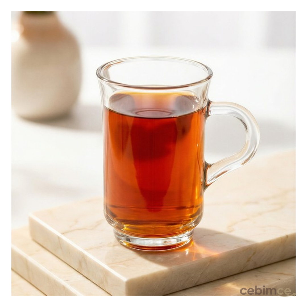 Lav Ada Cam Kulplu Çay Bardağı 6 Kişilik 155 ml Kulplu